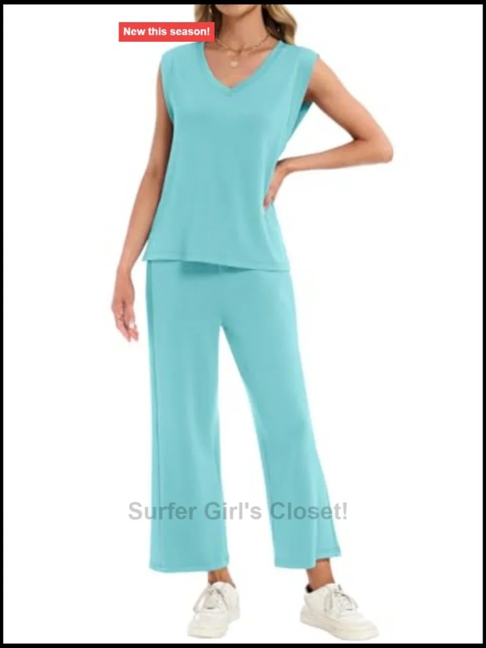 V Neck Lounge Set 2 Piece Outfit Travel Vacation Matching Sets
